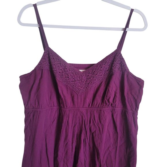 Old Navy Maternity Babydoll Midi Dress Women's Size XL Purple Crochet Lace Trim - Picture 3 of 10